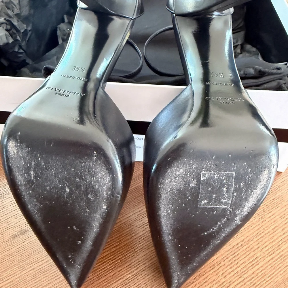 Givenchy Black Pointed Toe Ankle Strap Heels - Picture 6 of 9